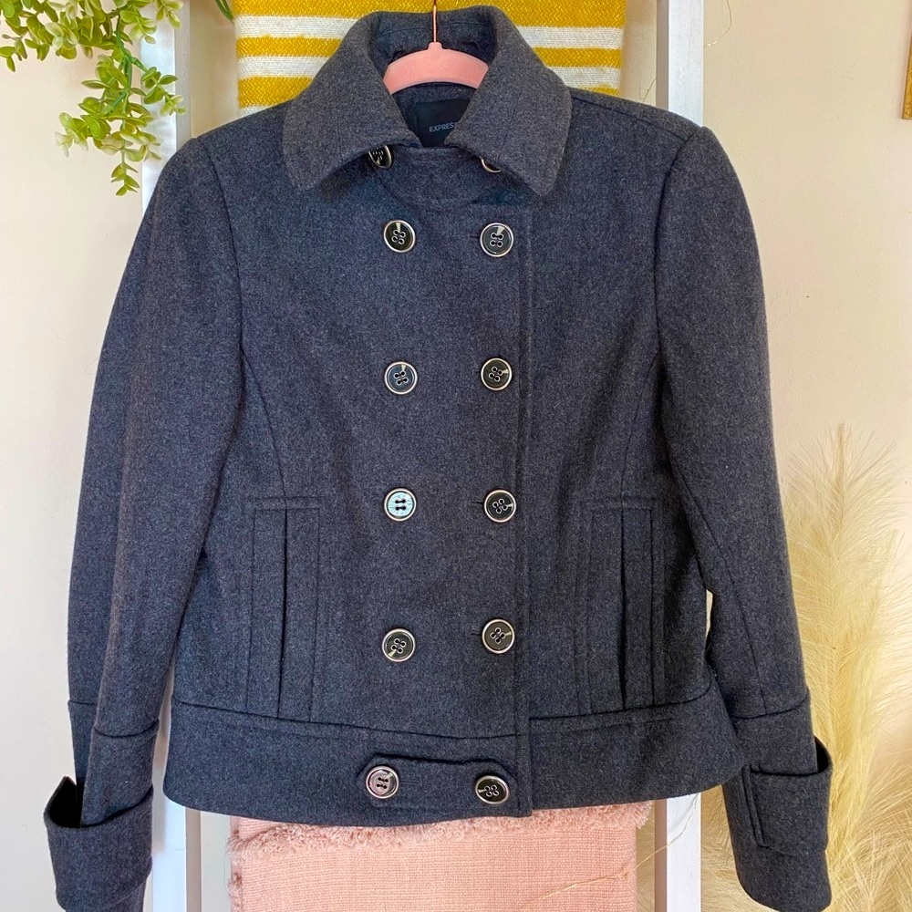 Express Grey Wool Coat